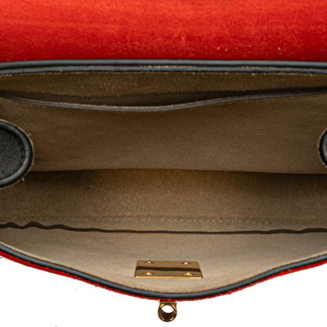 クロエ ドリュー 斜め掛け チェーン ショルダーバッグ レッド ブラック