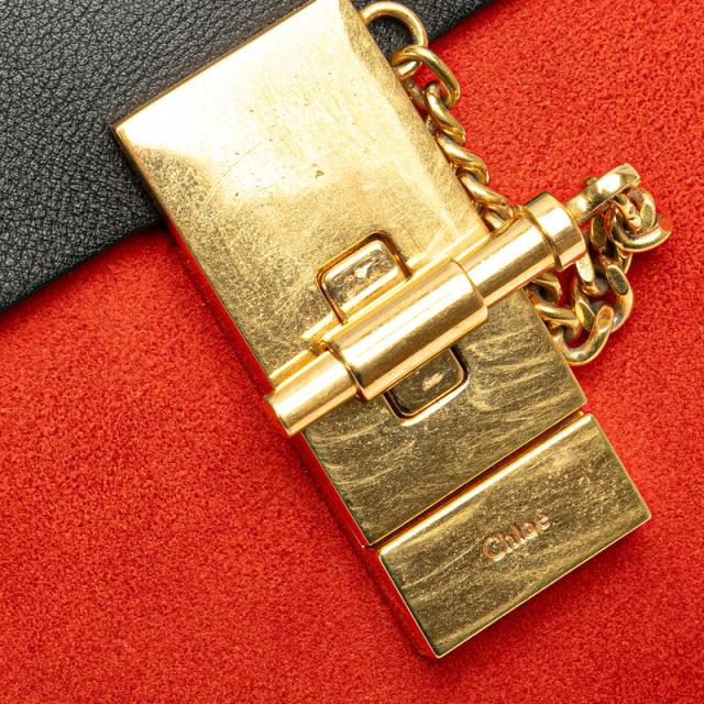 クロエ ドリュー 斜め掛け チェーン ショルダーバッグ レッド ブラック