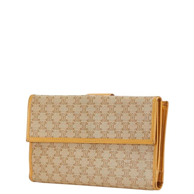 セリーヌ 二つ折り 長財布 ec-21653 ブラウン ベージュ マカダム 美品