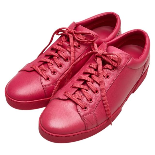 ルイ ヴィトン サークルロゴ スニーカー サイズ：6 1/2 ピンク レザー レディース LOUIS VUITTON 【中古】