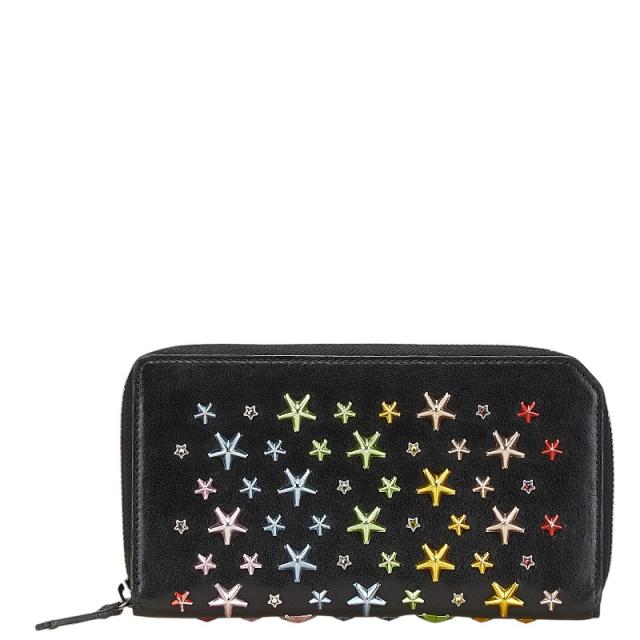 ジミーチュウ 長財布 スタッズ 黒 ラウンド