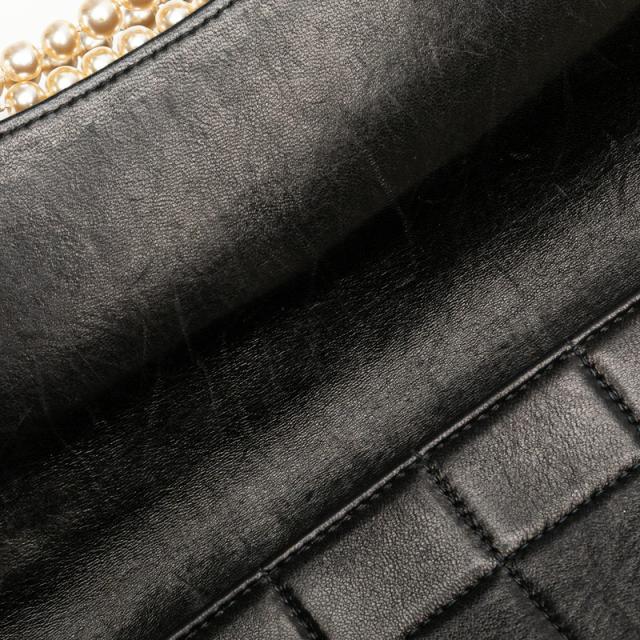 シャネル チョコバー ショルダーバッグ ブラック ラムスキン フェイクパール レディース CHANEL 【中古】_5