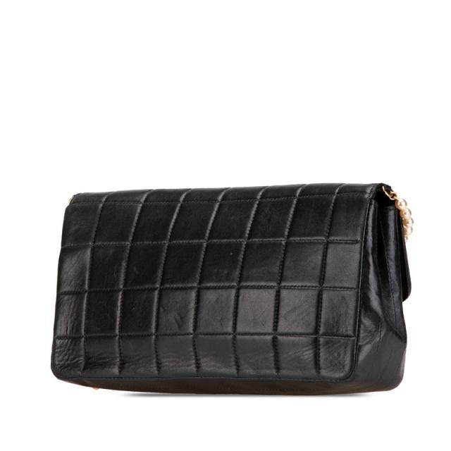 シャネル チョコバー ショルダーバッグ ブラック ラムスキン フェイクパール レディース CHANEL 【中古】_1
