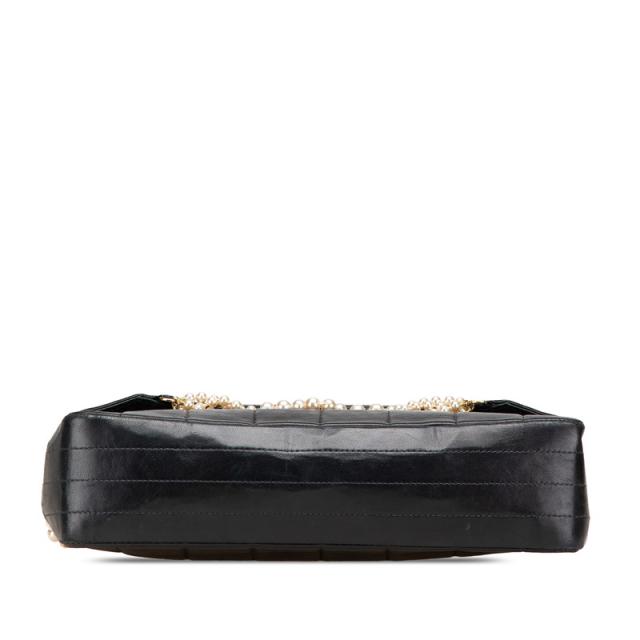 シャネル チョコバー ショルダーバッグ ブラック ラムスキン フェイクパール レディース CHANEL 【中古】_2