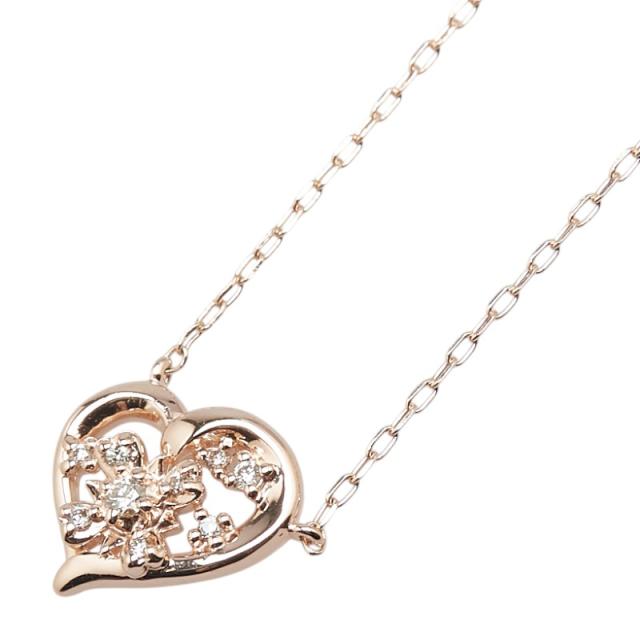 極美品■4℃ ハート ダイヤネックレス K10PG ピンクゴールド ケース付 ヨンドシー■ 美品4℃ ヨンドシー K10PG ピンクゴールド ネックレス ハート