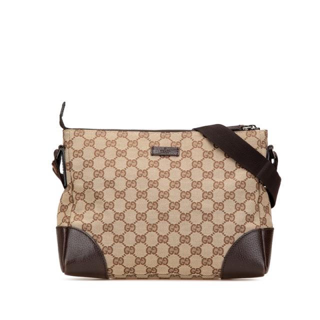 グッチ GGキャンバス 斜め掛け ショルダーバッグ 114273 ブラウン キャンバス レザー レディース GUCCI 【中古】 ショルダーバッグ