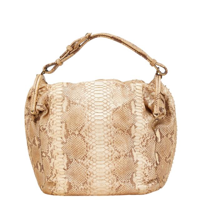 ボッテガヴェネタ ワンショルダーバッグ ハンドバッグ ベージュ ブラウン パイソン レザー レディース BOTTEGAVENETA 【中古】