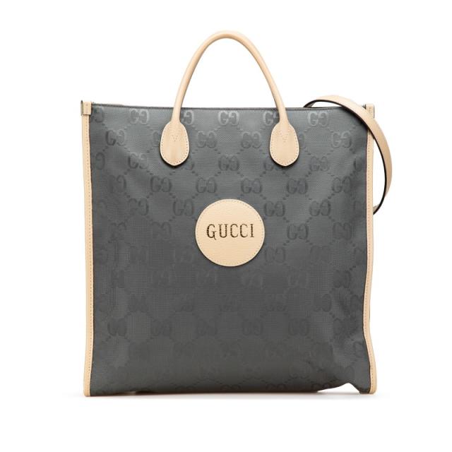 グッチ GGナイロン オフ ザ グリッド ロング トートバッグ ハンドバッグ 630355 グレー ベージュ ナイロン レザー GUCCI 【中古】
