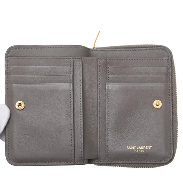 サンローランパリ 三つ折り財布 グレー YSL グレー 三つ折り財布 YSL