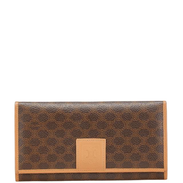 セリーヌ マカダム 長財布 ブラウン PVC レザー レディース CELINE 【中古】