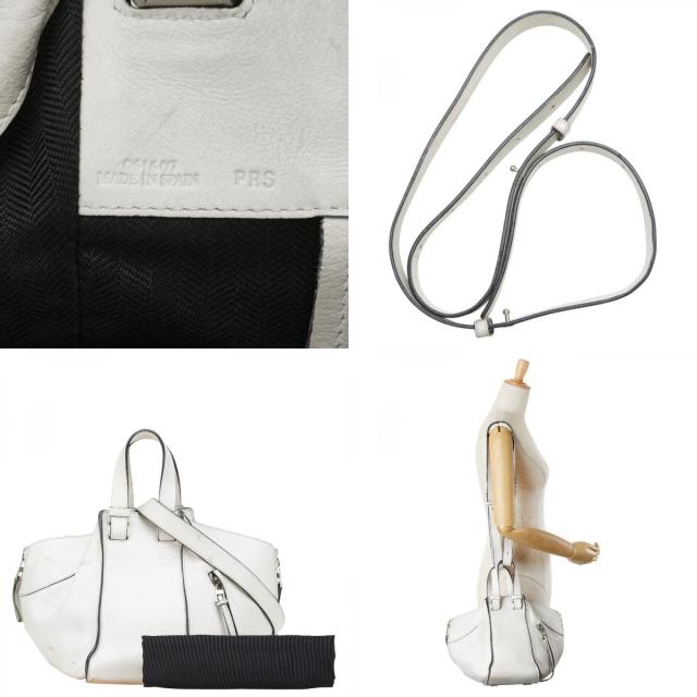 ロエベ アナグラム ハンモック スモール ハンドバッグ ショルダーバッグ 2WAY ホワイト レザー レディース LOEWE 【中古】_9