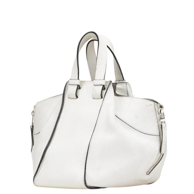 ロエベ アナグラム ハンモック スモール ハンドバッグ ショルダーバッグ 2WAY ホワイト レザー レディース LOEWE 【中古】_1