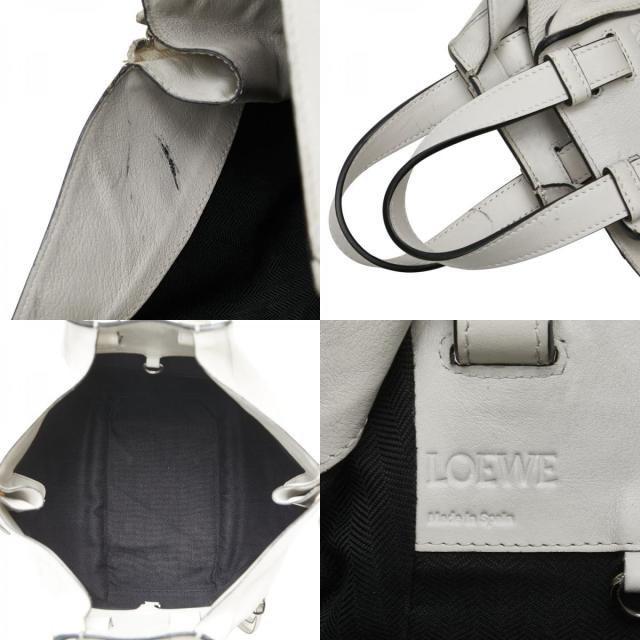 ロエベ アナグラム ハンモック スモール ハンドバッグ ショルダーバッグ 2WAY ホワイト レザー レディース LOEWE 【中古】_8