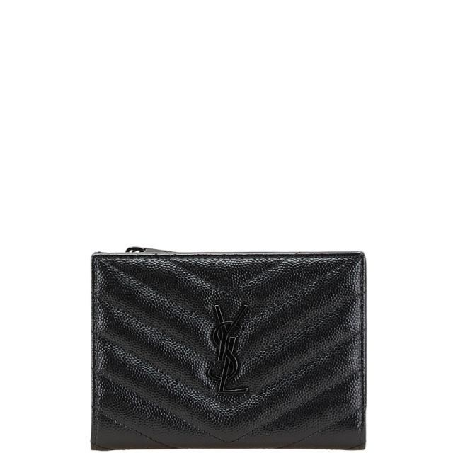 SAINT LAURENT 二つ折り財布 黒 レザー YSLロゴ SAINT LAURENT サン