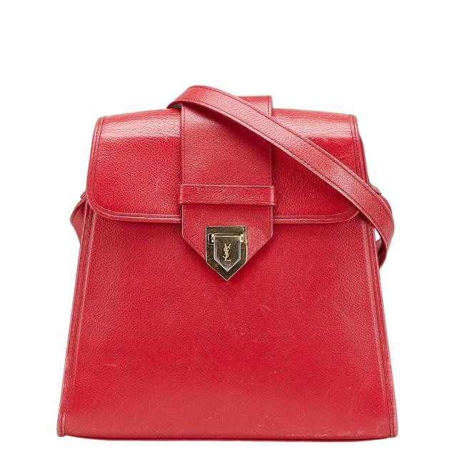 サンローラン YSLロゴ ショルダーバッグ ピンク レザー レディース SAINT LAURENT 【中古】