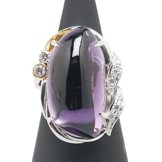 ダイヤモンド×アメジスト リング K18YG Pt900 1.40ct 0.23ct 8.1g 水野