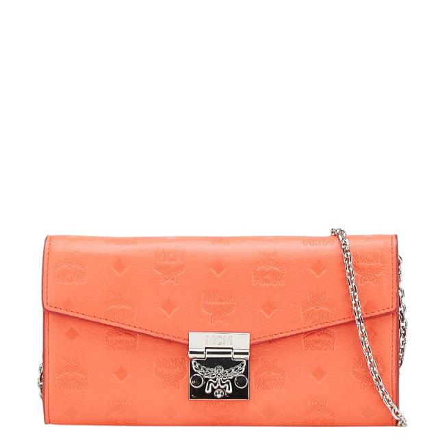 MCM チェーンウォレット　長財布　ロゴ 型押しピンク MCM チェーンウォレット 長財布 ロゴ 型押しピンク MCM（財布