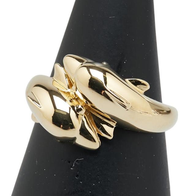 K18YG イエローゴールド イルカ ドルフィン モチーフ リング 指輪