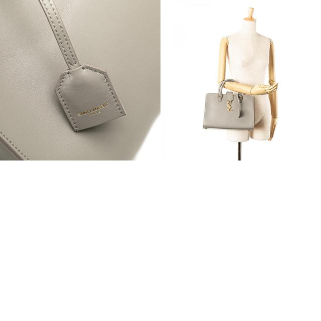 SAINT LAURENT グレー レザーハンドバッグ