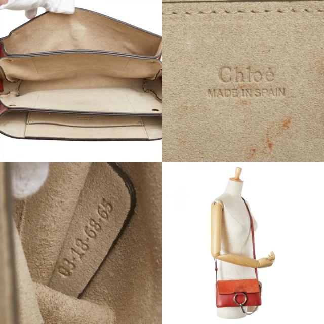 クロエ フェイ スモール 斜め掛け ショルダーバッグ レッド スウェード