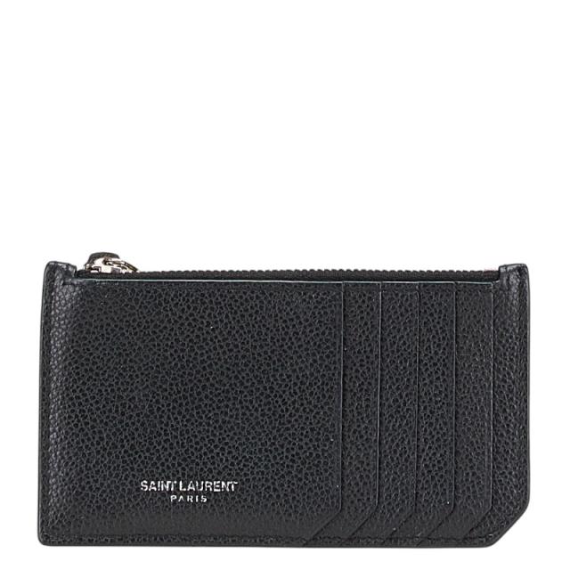 サンローラン ケース パスケース フラグメントケース 458583 ブラック レザー メンズ SAINT LAURENT 【中古】