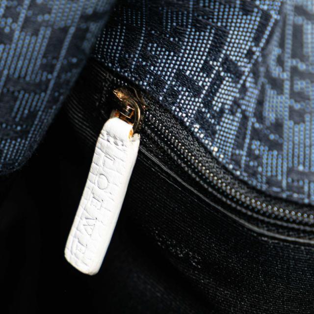 ロエベ バケット 斜め掛け ショルダーバッグ  ネイビー ホワイト キャンバス レザー レディース LOEWE 【中古】 ロエベ バケット 斜め掛け ショルダーバッグ ネイビー ホワイト