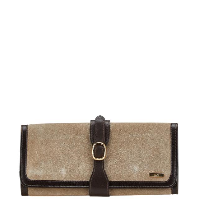 セリーヌ ジュエリーポーチ ブラウン スウェード レザー レディース CELINE 【中古】