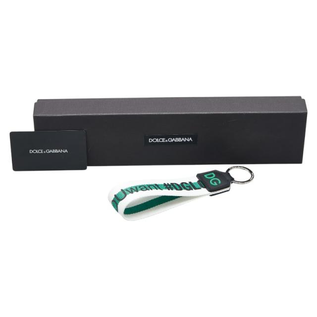 ドルチェアンドガッバーナ キーホルダー BP2500 ホワイト グリーン キャンバス レザー メンズ DOLCE&GABBANA 【中古】 ドルチェアンドガッバーナ キーホルダー BP2500 ホワイト グリーン