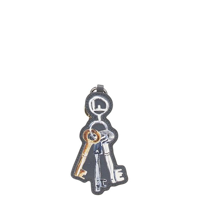 フェンディ キー 鍵 モチーフ チャーム キーホルダー ブラック マルチカラー レザー レディース FENDI 【中古】