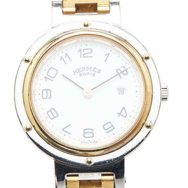 HERMES エルメス　クリッパー　クォーツ　ホワイト文字盤　腕時計　稼動品　箱 HERMES 【超美品】エルメス クリッパー ホワイト文字盤 CL4.210