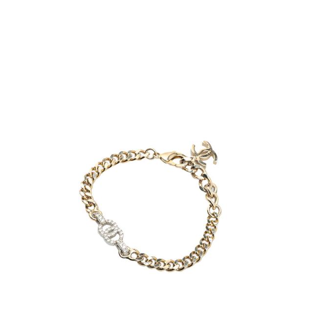 シャネル ココマーク ラインストーン チェーン ブレスレット シルバー メタル レディース CHANEL 【中古】_1