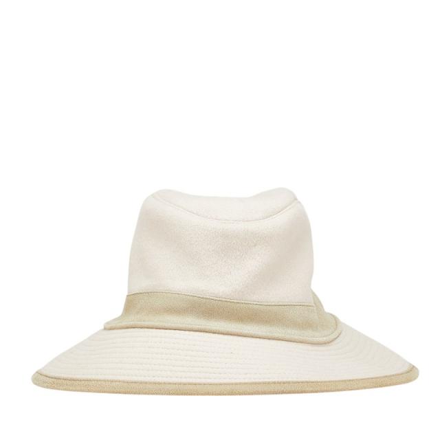 エルメス バケットハット 帽子 サイズ:56 アイボリー グリーン カシミヤ アンゴラ レディース HERMES 【中古】