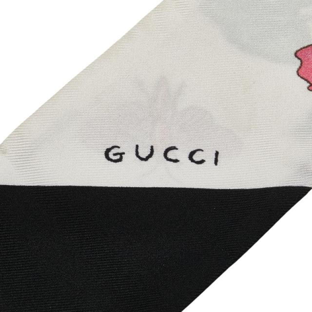 グッチ フローラ 植物 花 ネックボウ スカーフ アイボリー マルチカラー シルク レディース GUCCI 【中古】 グッチ フローラ 植物 花 ネックボウ スカーフ アイボリー マルチ