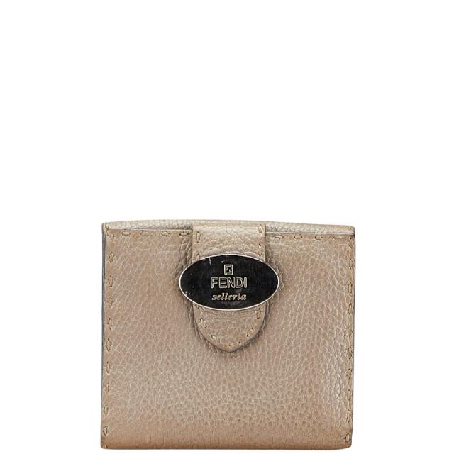 フェンディ セレリア 二つ折り財布 8M0206 シャンパンゴールド レザー レディース FENDI 【中古】