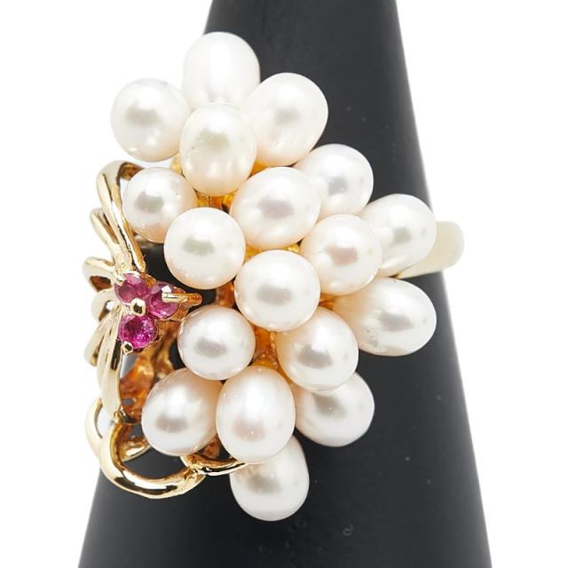 パール リング 指輪 ルビー K18 5.5g アクセサリー