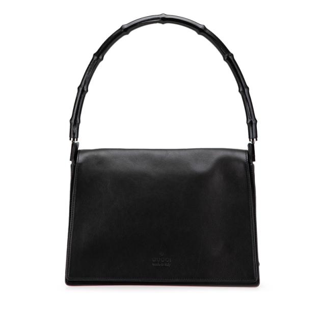 GUCCIグッチ バンブーハンドバッグ 001 3239 レザー ブラック グッチ バンブー ショルダーバッグ 001 3239 ブラック レザー