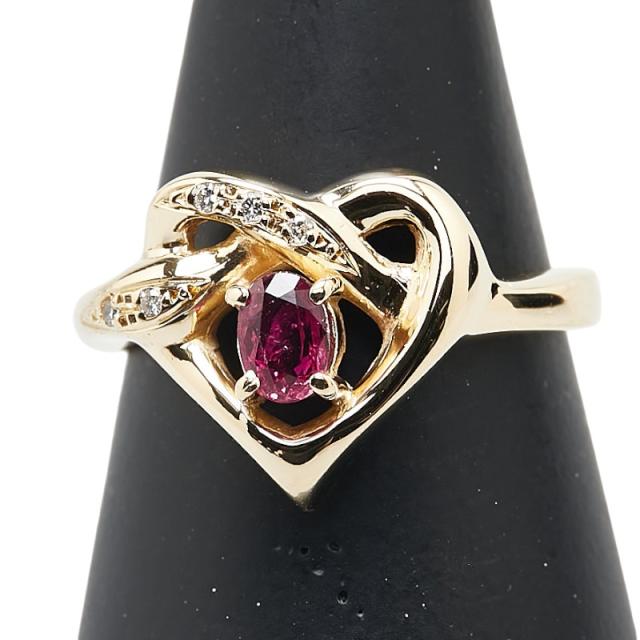 ニナリッチK18YGリング ハートモチーフ ダイヤ セイコージュエリー #12 セイコー K18YG イエローゴールド ルビー ダイヤ ハート リング 指輪