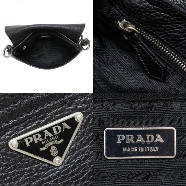 ✨美品✨PRADA プラダ　三角ロゴ　レザー　ブラック 279【美品】プラダ 三角ロゴ ナイロン レザー ブラック