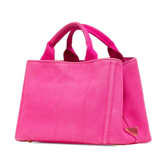 プラダ 三角ロゴプレート ミニ カナパ ハンドバッグ ショルダーバッグ 2WAY B2439G ピンク キャンバス レディース PRADA 【中古】_1