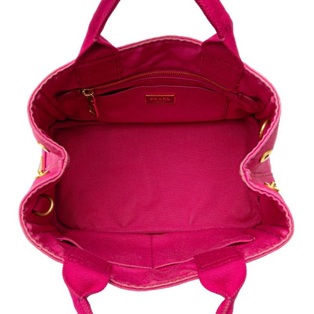 プラダ 三角ロゴプレート ミニ カナパ ハンドバッグ ショルダーバッグ 2WAY B2439G ピンク キャンバス レディース PRADA 【中古】_4