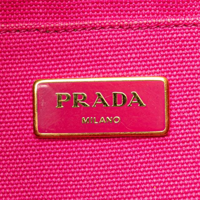 プラダ 三角ロゴプレート ミニ カナパ ハンドバッグ ショルダーバッグ 2WAY B2439G ピンク キャンバス レディース PRADA 【中古】_6