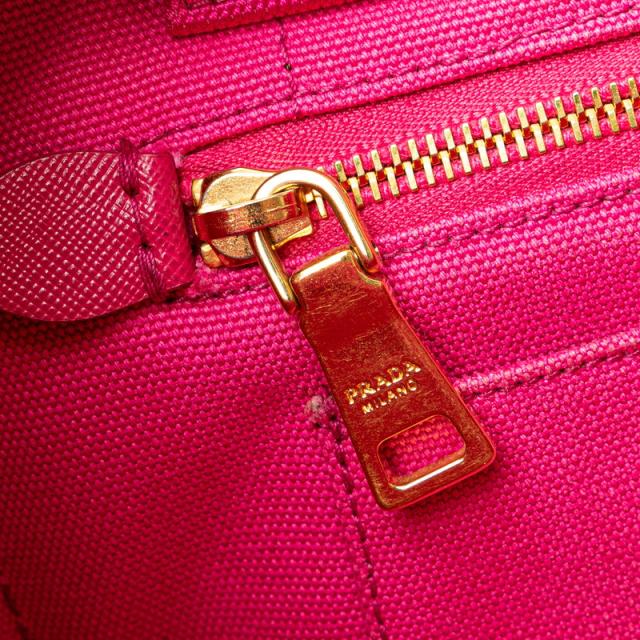 プラダ 三角ロゴプレート ミニ カナパ ハンドバッグ ショルダーバッグ 2WAY B2439G ピンク キャンバス レディース PRADA 【中古】_5