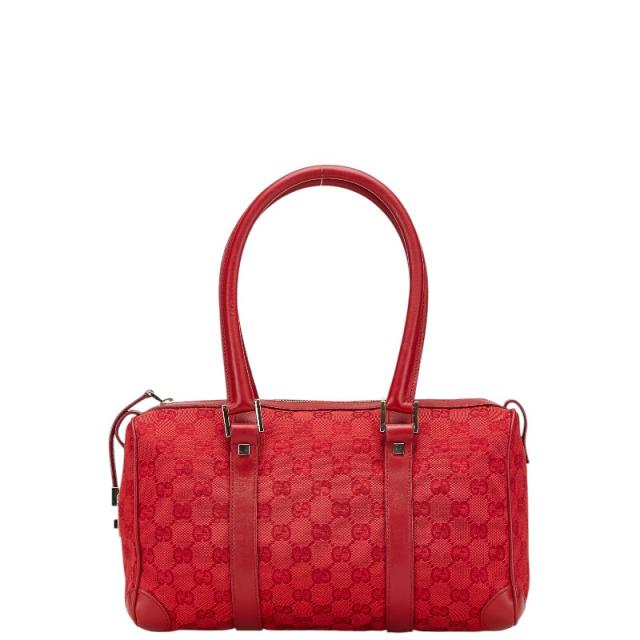 GUCCI ミニボストン ハンドバッグ ＧＧキャンバス グッチ GUCCI ミニボストンバッグ GGキャンバス レザー 赤 レッド