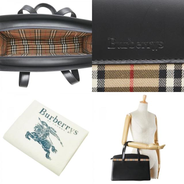 バーバリー ノバチェック シャドーホース ハンドバッグ ブラック マルチカラー レザー キャンバス レディース BURBERRY 【中古】_9