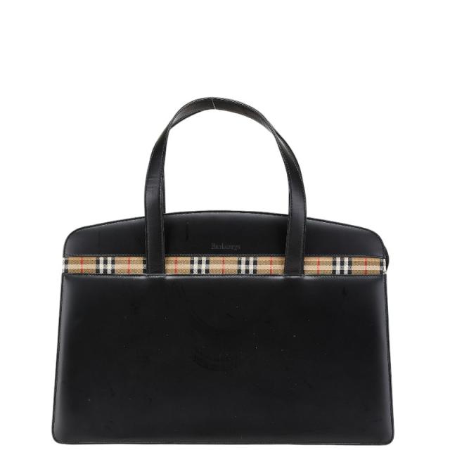 バーバリー ノバチェック シャドーホース ハンドバッグ ブラック マルチカラー レザー キャンバス レディース BURBERRY 【中古】_1