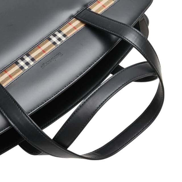 バーバリー ノバチェック シャドーホース ハンドバッグ ブラック マルチカラー レザー キャンバス レディース BURBERRY 【中古】_8