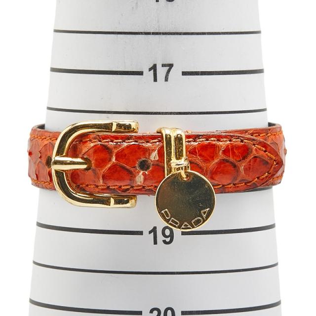 プラダ パイソン型押し ベルト ブレスレット レッド系 レザー レディース PRADA 【中古】 プラダ パイソン型押し ベルト ブレスレット レッド系 レザー