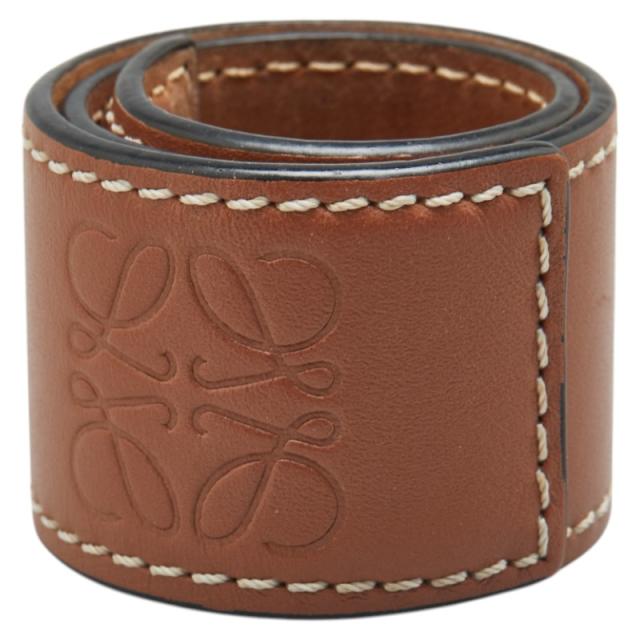 ロエベ アナグラム スラップ スモール ブレスレット ブラウン レザー レディース LOEWE 【中古】