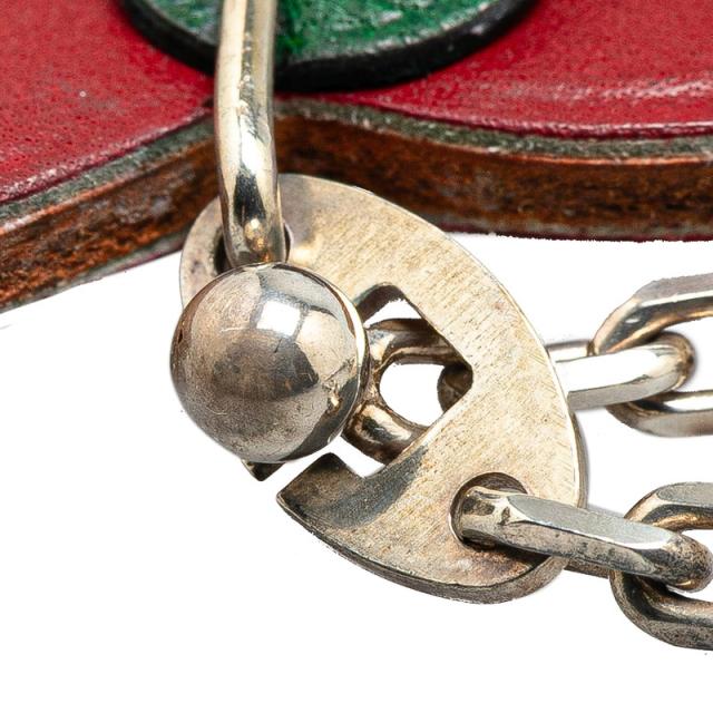 エルメス アップル リンゴ モチーフ チャーム シルバー レッド メタル レザー レディース HERMES 【中古】_3