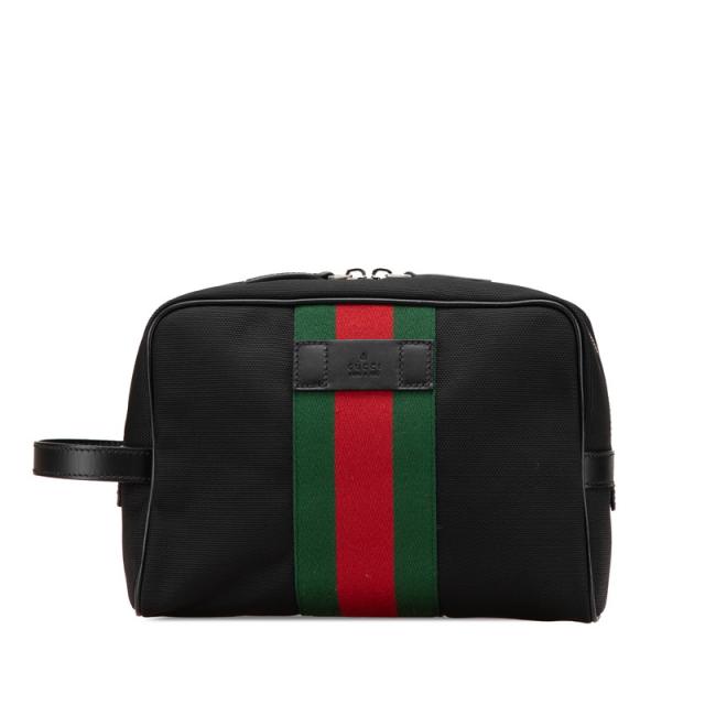 グッチ シェリーライン クラッチバッグ セカンドバッグ 630916 ブラック ナイロン レザー メンズ GUCCI 【中古】